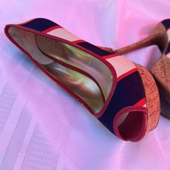 Guess Red White & Blue Platform Heels - Picture 7 of 13